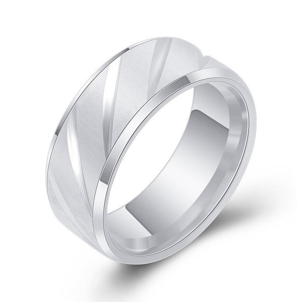 Men's Stainless Steel Brushed Design Comfort Fit Polished Ring